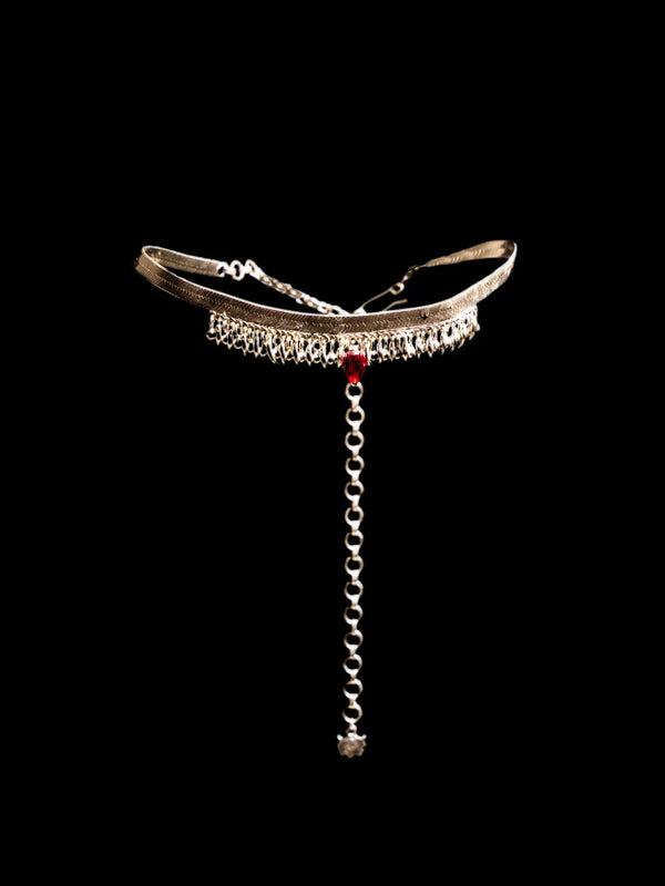 Protect Choker in sterling silver, product photo on black – neck pieces, Bhavya Ramesh