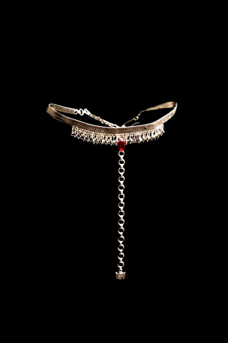 Protect Choker in sterling silver, product photo on black – neck pieces, Bhavya Ramesh