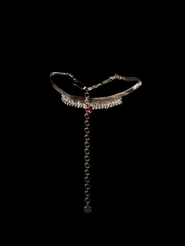 Protect Choker in sterling silver, product photo on black – neck pieces, Bhavya Ramesh
