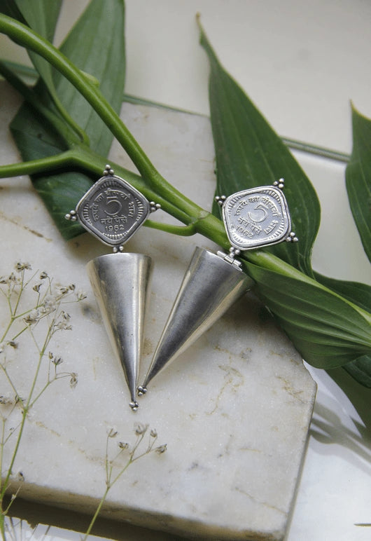 5 Paisa coin earring