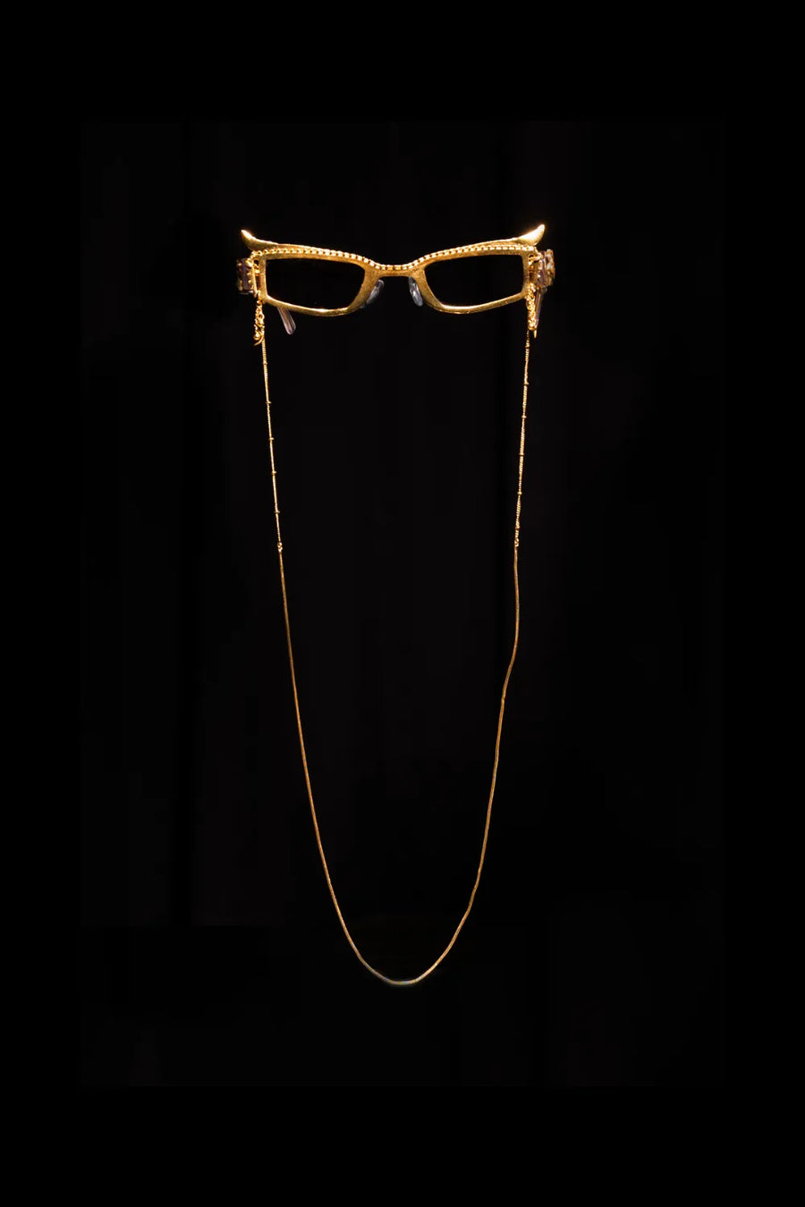 Eclipse Sunglass in sterling silver, product photo on black – sunglasses, Bhavya Ramesh
