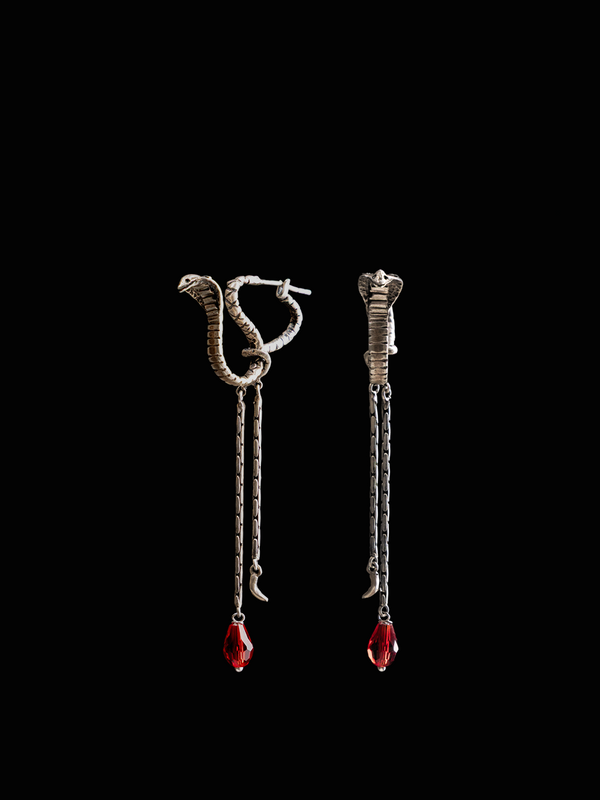 Ward Earrings in sterling silver, product photo on black – earrings, Bhavya Ramesh