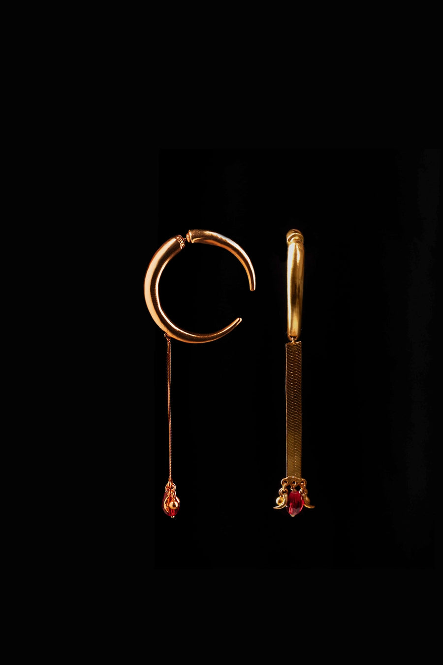 Omen Earrings in sterling silver, product photo on black – earrings, Bhavya Ramesh