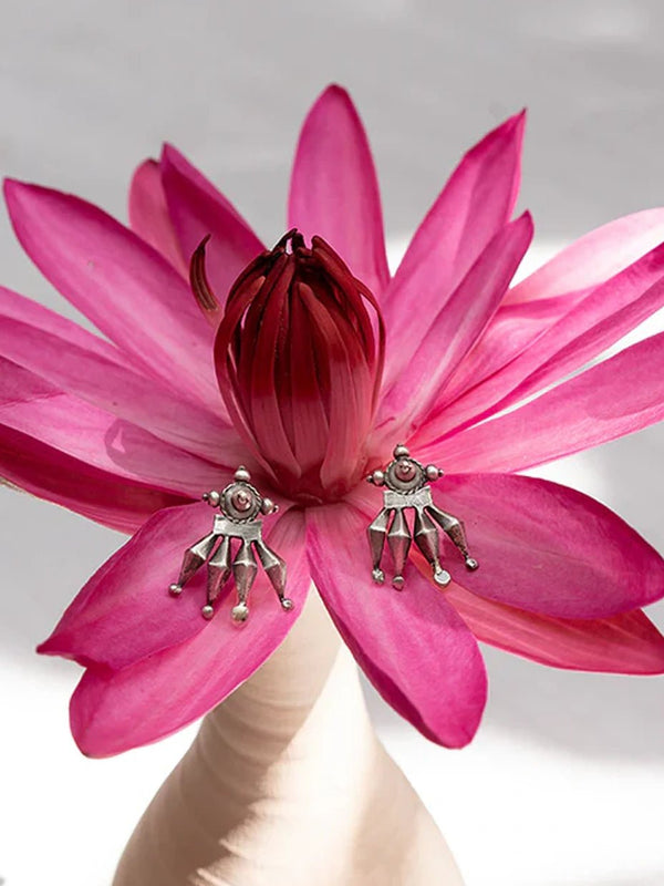 Cluster Earring in 925 sterling silver, product photo on black – earrings, Bhavya Ramesh