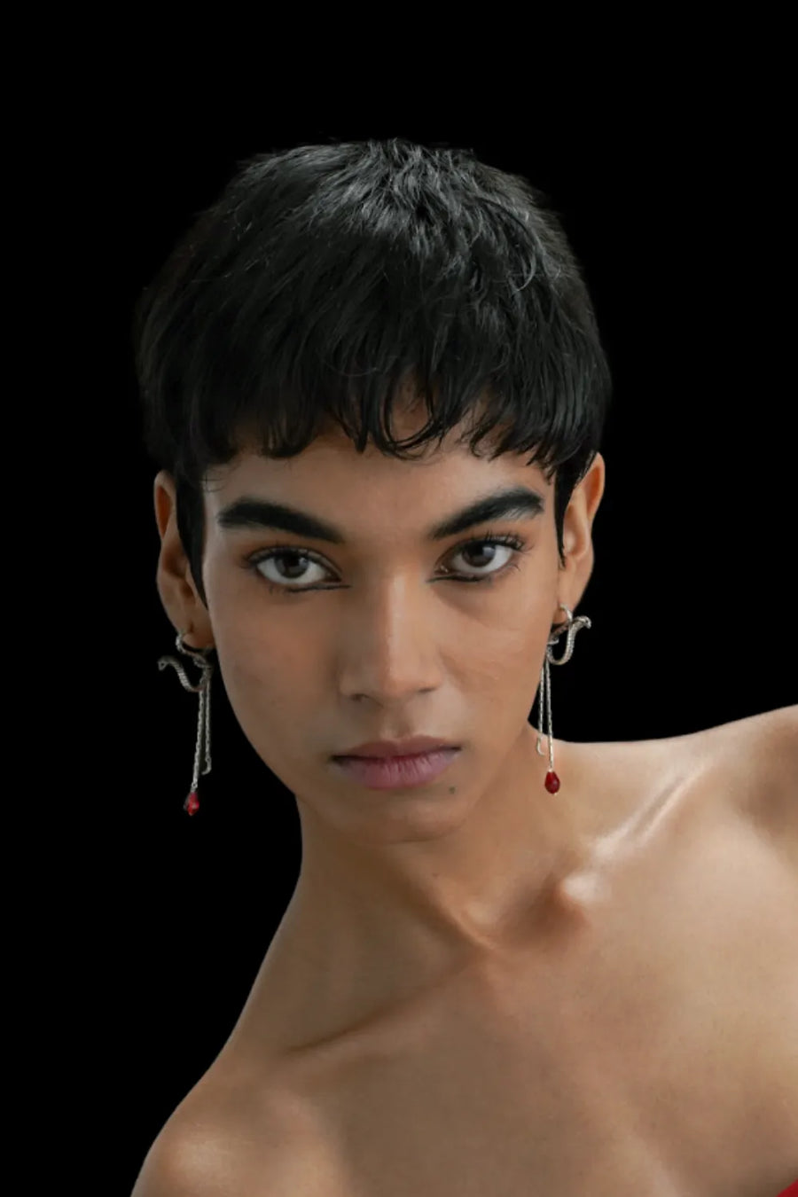 Ward Earrings in sterling silver, worn by a model – earrings, Bhavya Ramesh