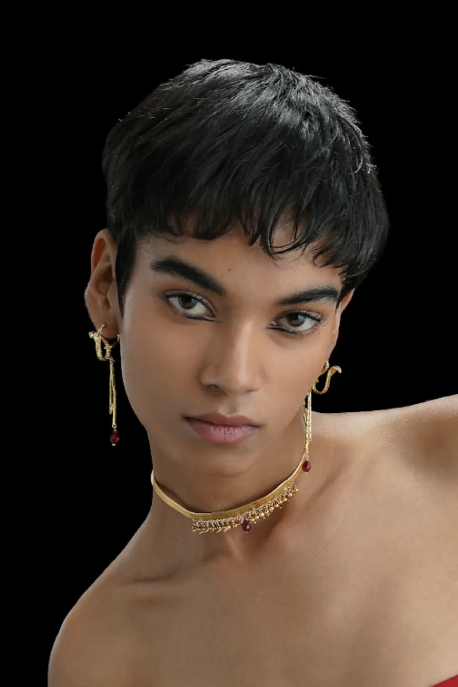 Ward Earrings in sterling silver, worn by a model – earrings, Bhavya Ramesh