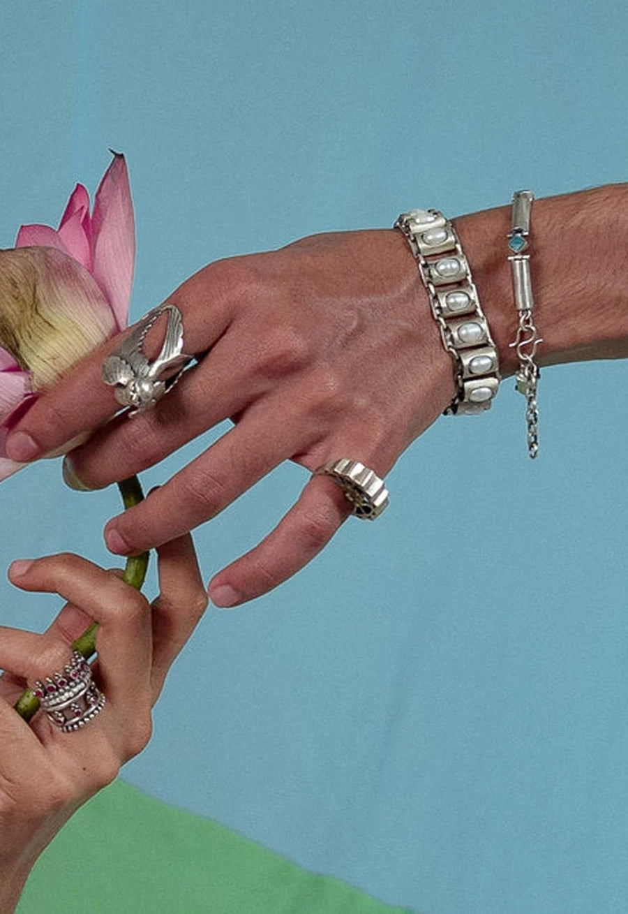 Eternal Bracelet in 925 sterling silver, worn by a model – wrist wear, Bhavya Ramesh
