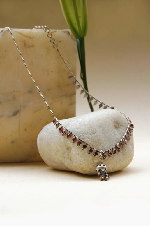 Healing Brave Necklace in 925 sterling silver, worn by a model – neck pieces, Bhavya Ramesh