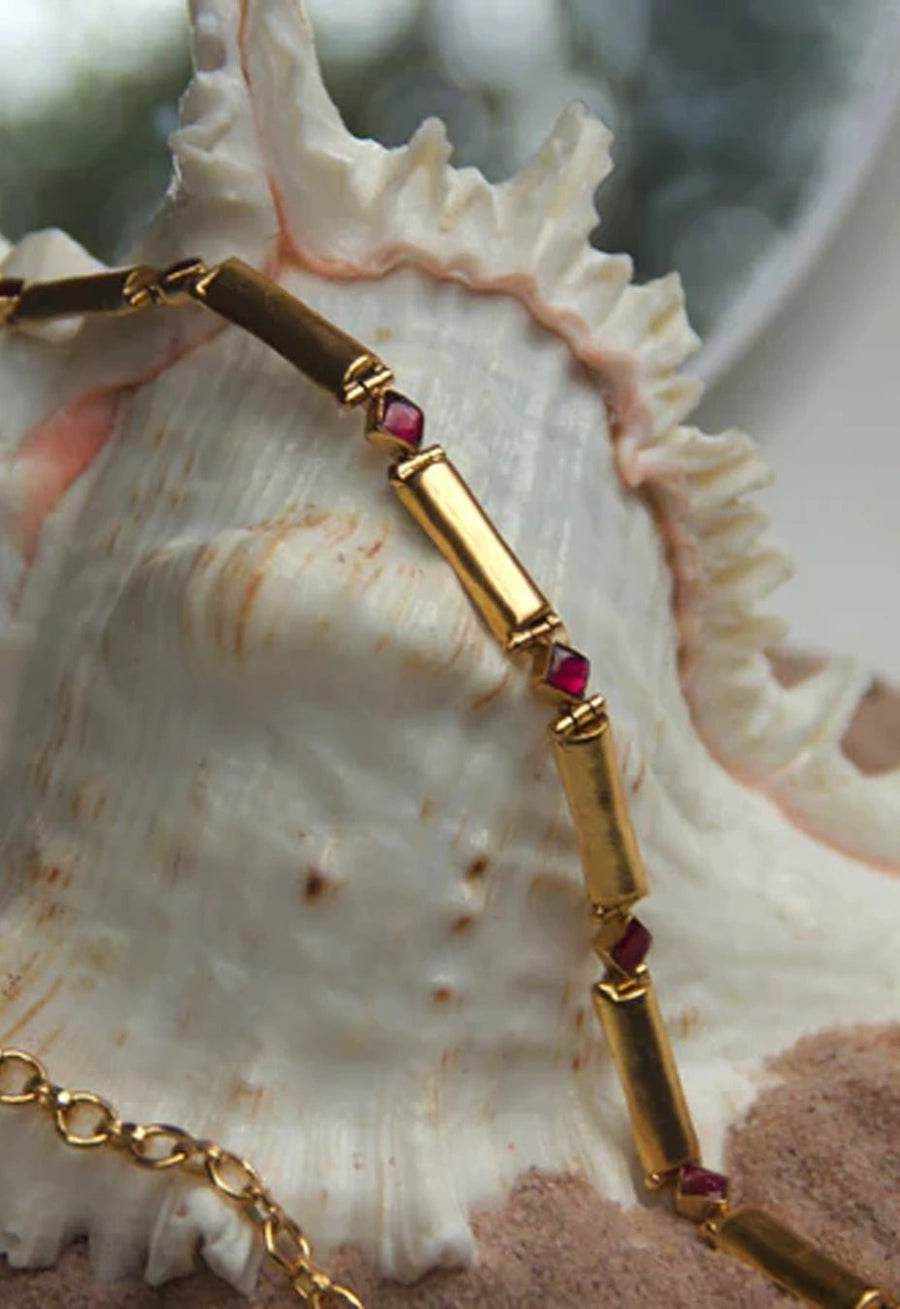 Radiate Choker in 18-carat gold plating on sterling silver, worn by a model – neck pieces, Bhavya Ramesh