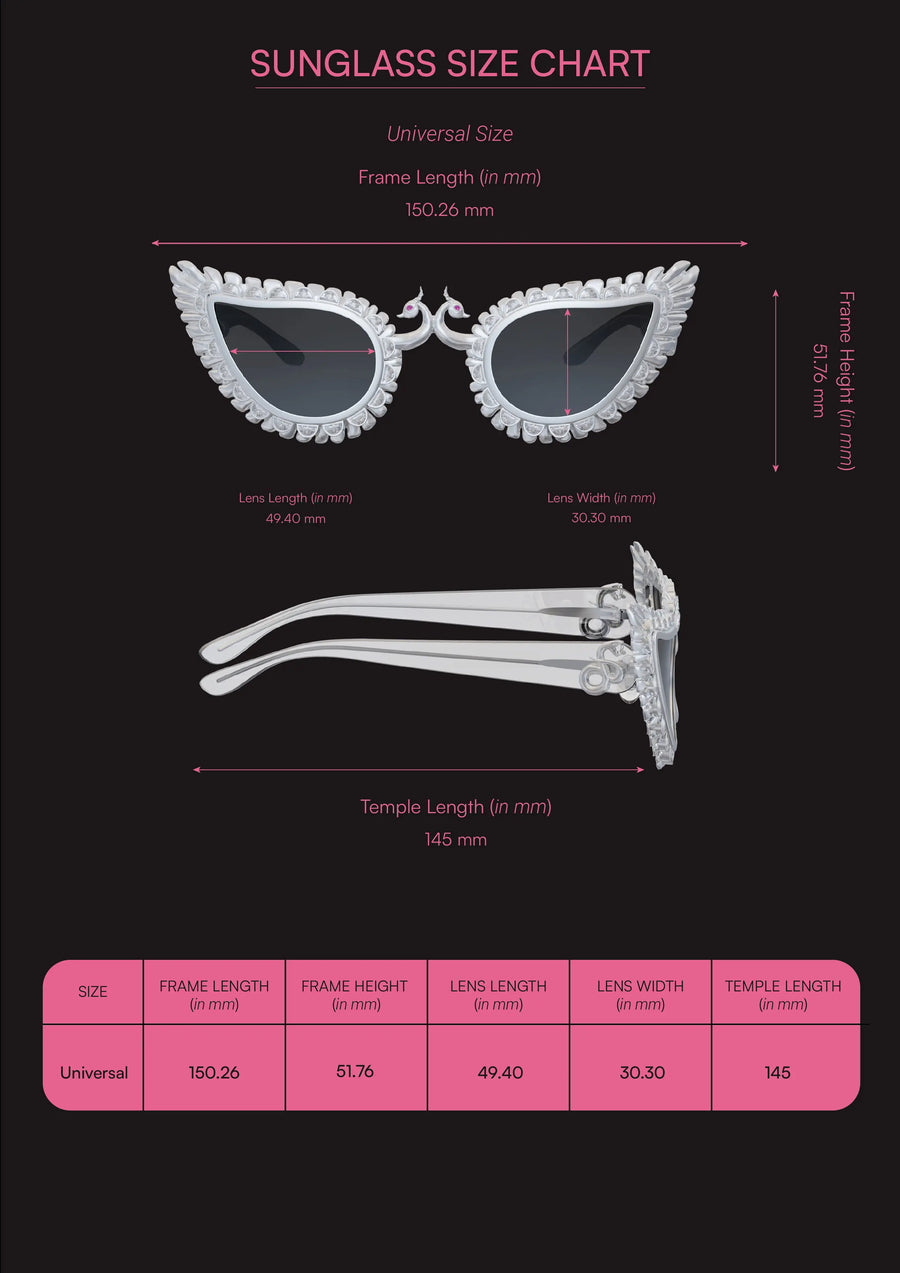 Chhammak Sunglasses in sterling silver, product photo on black – sunglasses, Bhavya Ramesh