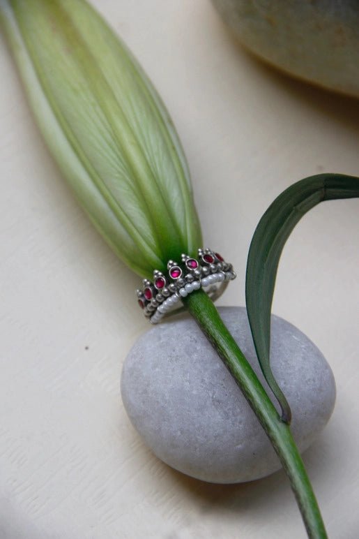 Adrift Ring in 925 sterling silver, worn by a model – rings, Bhavya Ramesh