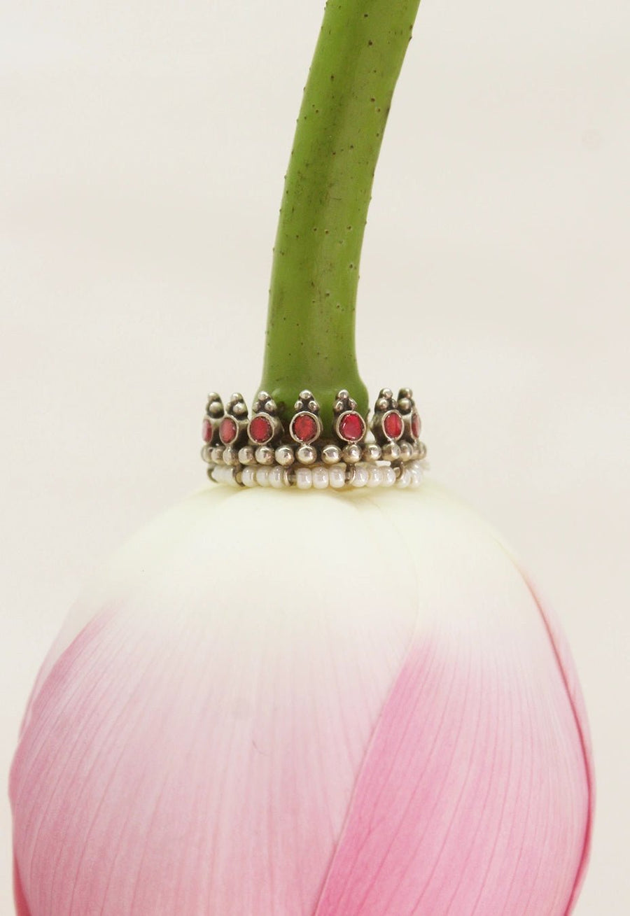 Adrift Ring in sterling silver, worn by a model – rings, Bhavya Ramesh