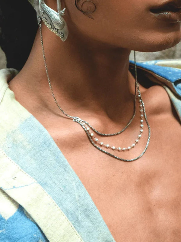Azaad | आज़ाद Ear Links in 925 sterling silver, worn by a model – earrings, Bhavya Ramesh