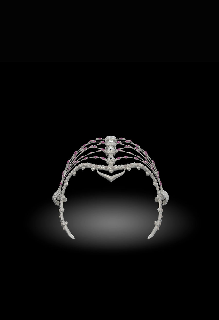 Blade Bearer in 925 sterling silver, product photo on black – hair harness, maangtika, Bhavya Ramesh