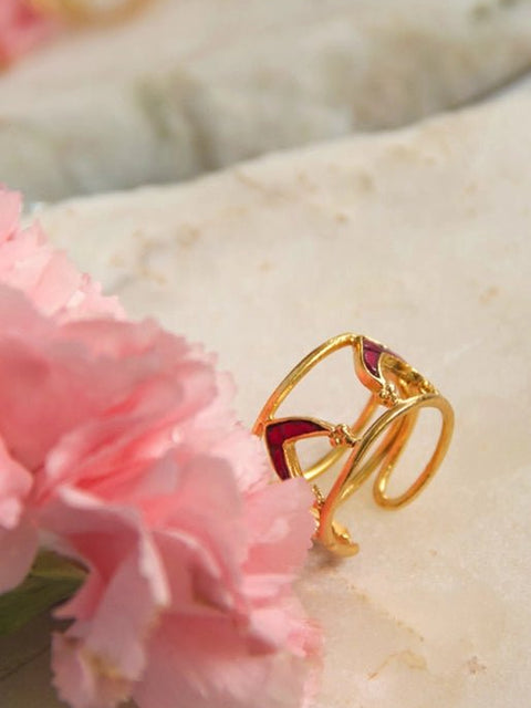 Bold As Love Ring in 18-carat gold plating on sterling silver, worn by a model – rings, Bhavya Ramesh