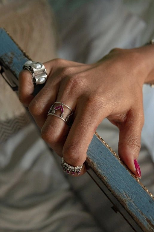 Bold As Love Ring in 925 sterling silver, worn by a model – rings, Bhavya Ramesh