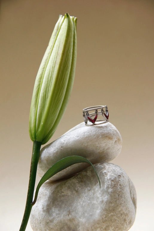 Bold As Love Ring in 925 sterling silver, worn by a model – rings, Bhavya Ramesh