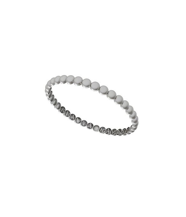 Boondi Bangle in sterling silver, product photo on black – bangle, Bhavya Ramesh