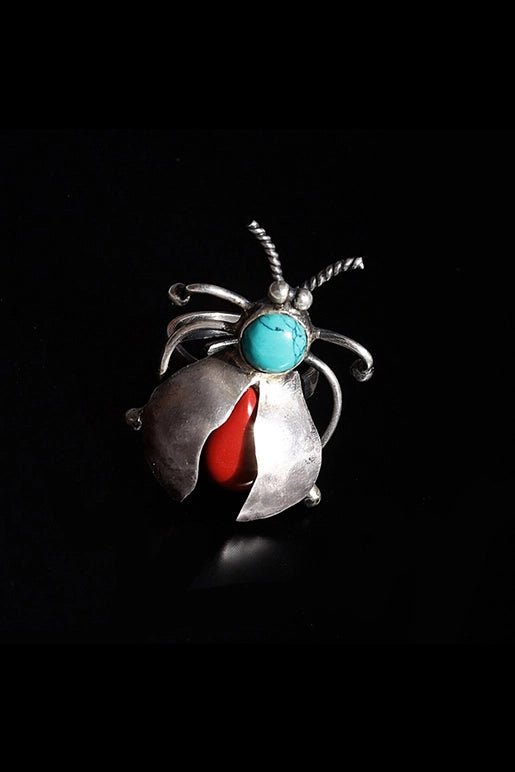 Bug Ring in 925 sterling silver, product photo on black – rings, Bhavya Ramesh