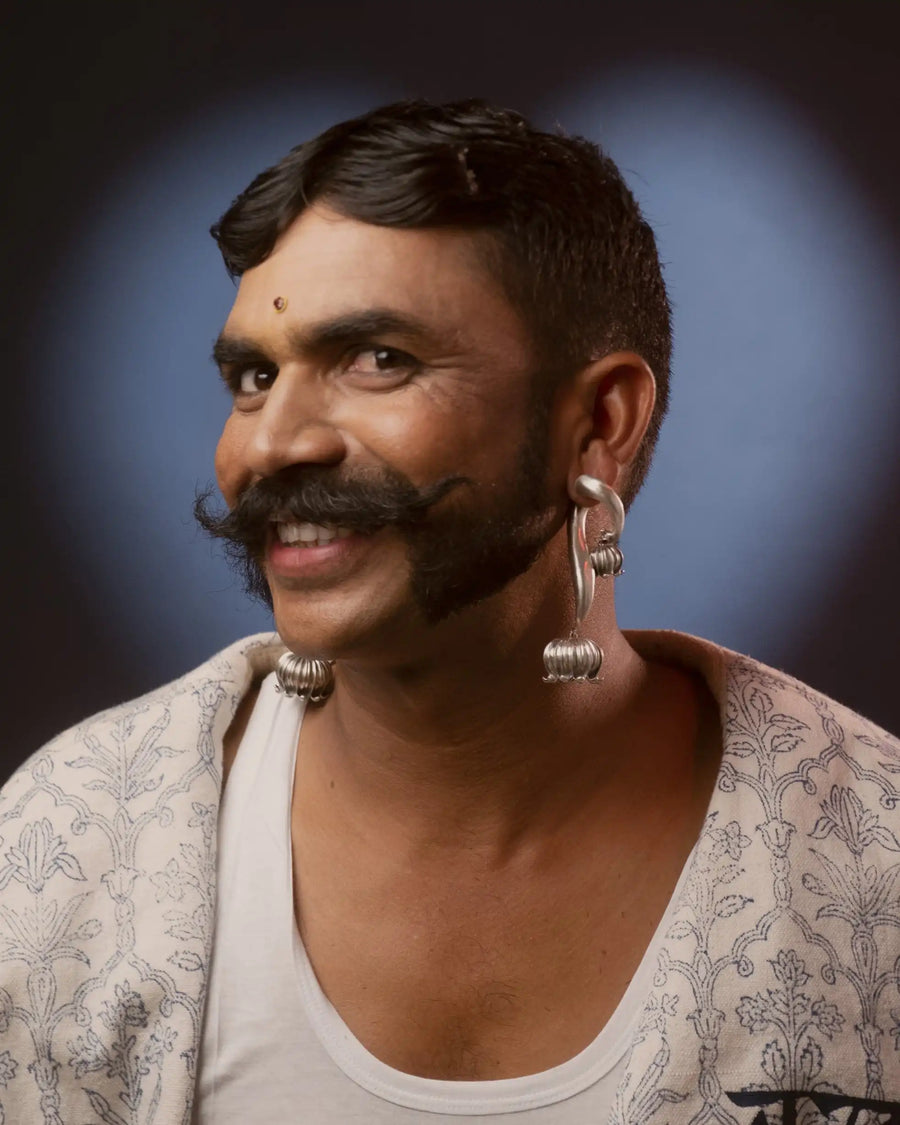 Cham Cham in 925 sterling silver, worn by a model – earrings, Bhavya Ramesh
