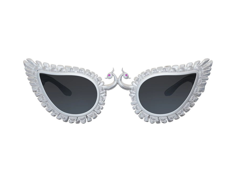 Chhammak Sunglasses in 925 sterling silver, product photo on black – sunglasses, Bhavya Ramesh