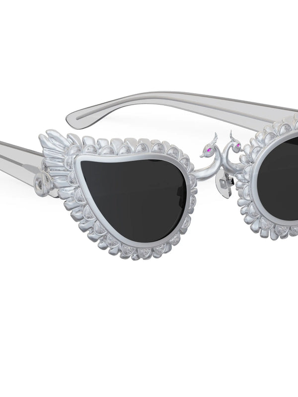Chhammak Sunglasses in 925 sterling silver, product photo on black – sunglasses, Bhavya Ramesh
