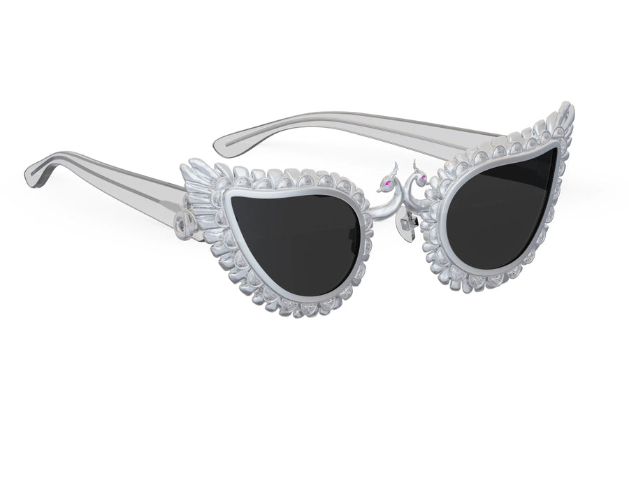 Chhammak Sunglasses in 925 sterling silver, product photo on black – sunglasses, Bhavya Ramesh