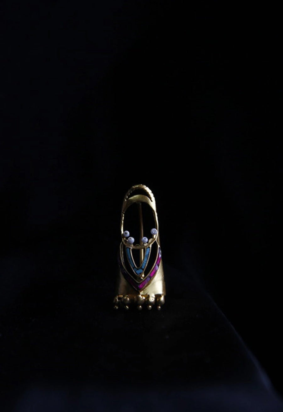 Cleo in 18-carat gold plating on sterling silver, product photo on black – nail rings, Bhavya Ramesh