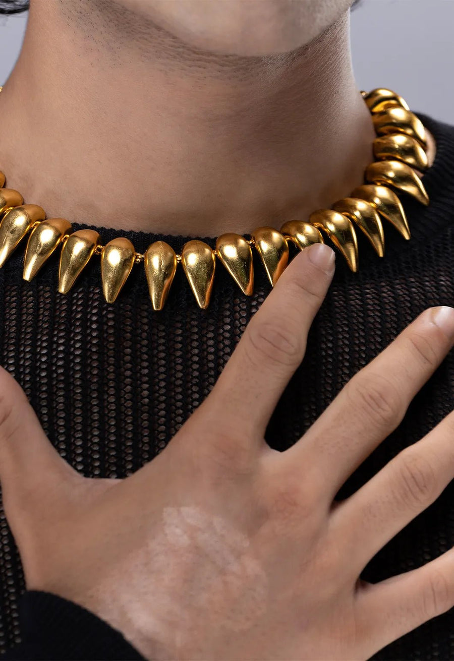 Cobrath Neckpiece in sterling silver, worn by a model – neck pieces, Bhavya Ramesh
