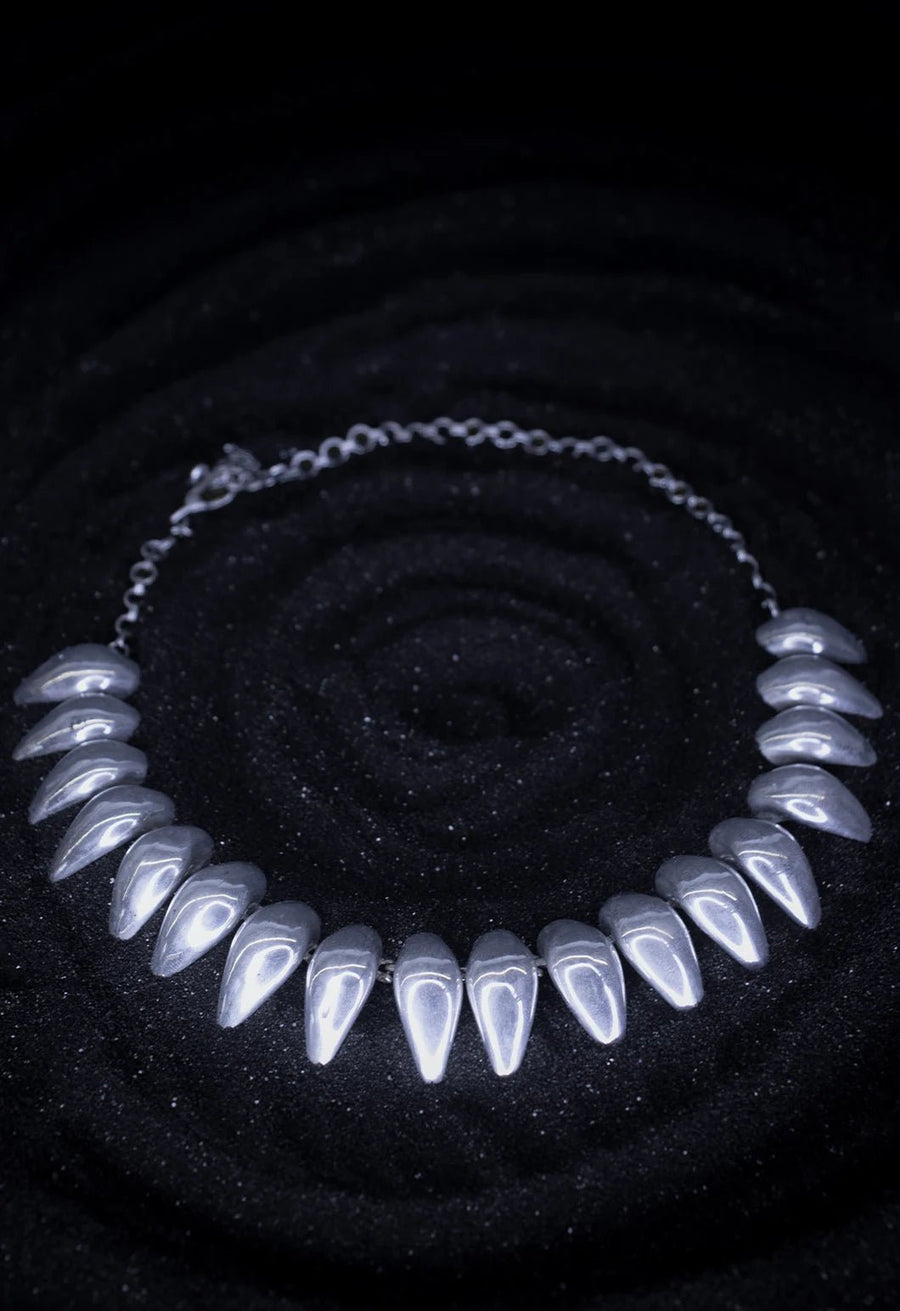 Cobrath Neckpiece in 925 sterling silver, product photo on black – neck pieces, Bhavya Ramesh