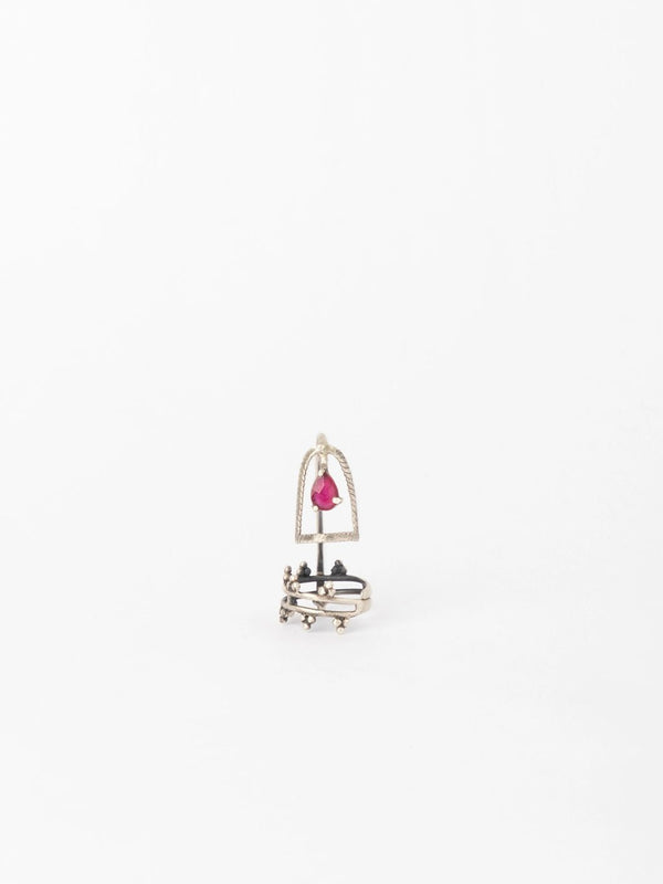 Dame in 925 sterling silver, product photo on black – nail rings, Bhavya Ramesh