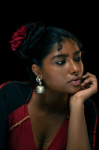 Dera Earrings in 925 sterling silver, worn by a model – earrings, Bhavya Ramesh