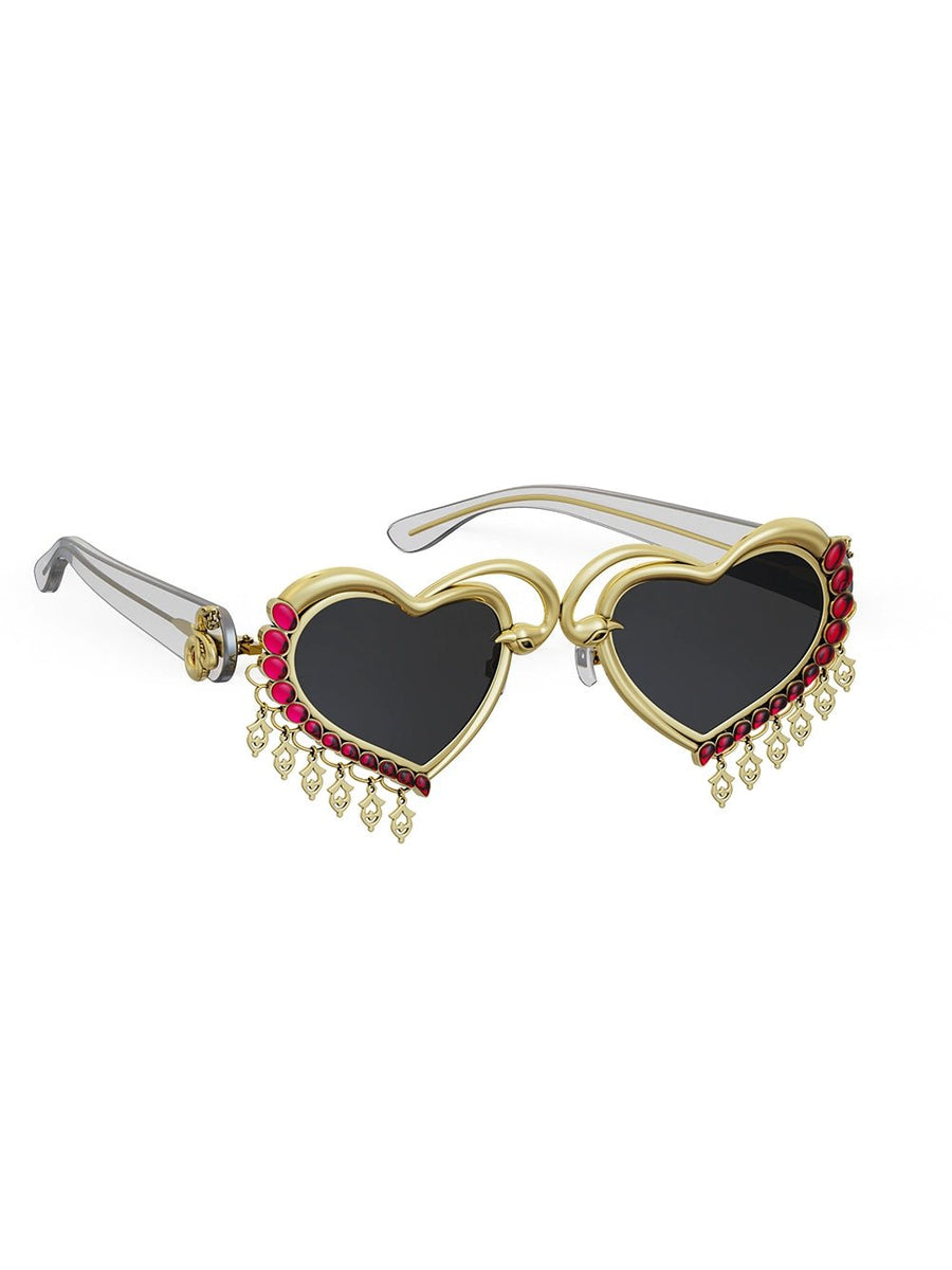 दिलDo Sunglasses in 18-carat gold plating on sterling silver, product photo on black – sunglasses, Bhavya Ramesh