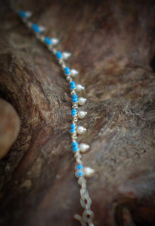 Drops Of Light Anklets in 925 sterling silver, worn by a model – anklet, Bhavya Ramesh