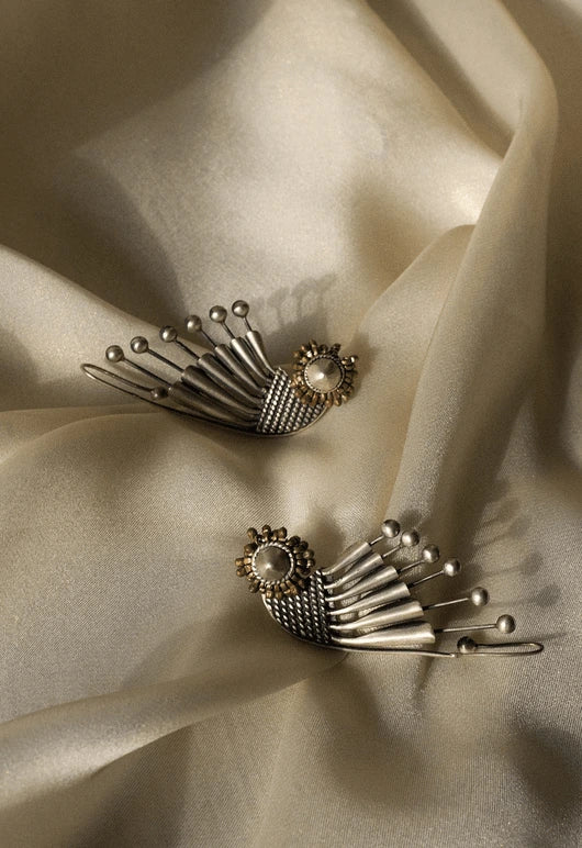 Ear Wing Earrings in 925 sterling silver, worn by a model – earrings, Bhavya Ramesh
