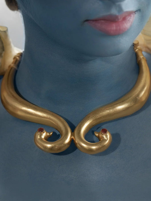 GalacticGrace in 18-carat gold plating on sterling silver, worn by a model – neck pieces, Bhavya Ramesh