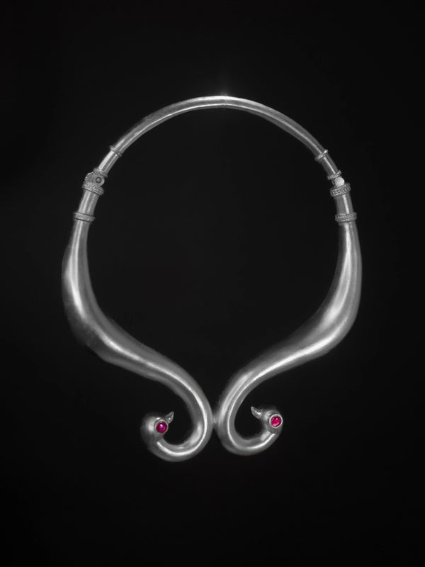 GalacticGrace in 925 sterling silver, product photo on black – neck pieces, Bhavya Ramesh