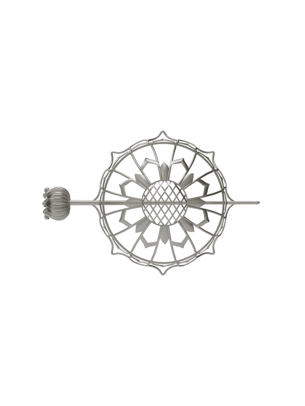 Gulaab Hair Buns in 925 sterling silver, product photo on black – hair bun, Bhavya Ramesh