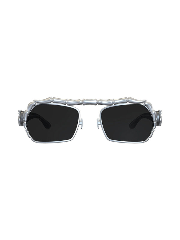 Gustang Sunglasses in 925 sterling silver, product photo on black – sunglasses, Bhavya Ramesh