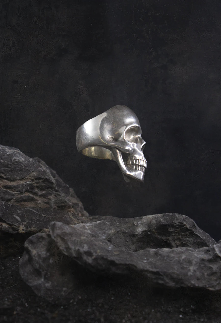 Heathen Ring in 925 sterling silver, product photo on black – rings, Bhavya Ramesh