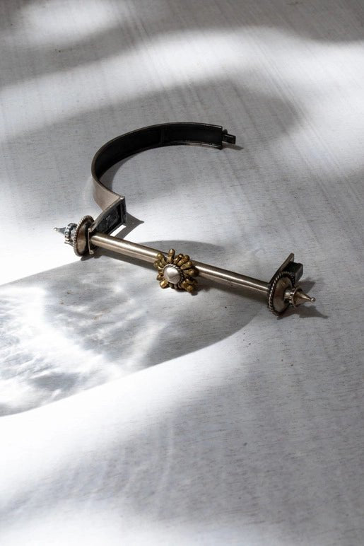 Hysteria Bracelet in 925 sterling silver, product photo on black – bangle, Bhavya Ramesh