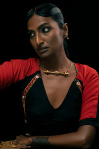 Hysteria Choker in 18-carat gold plating on sterling silver, worn by a model – neck pieces, Bhavya Ramesh