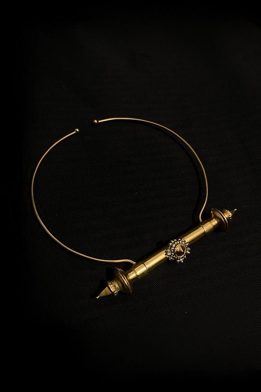 Hysteria Choker in 18-carat gold plating on sterling silver, product photo on black – neck pieces, Bhavya Ramesh