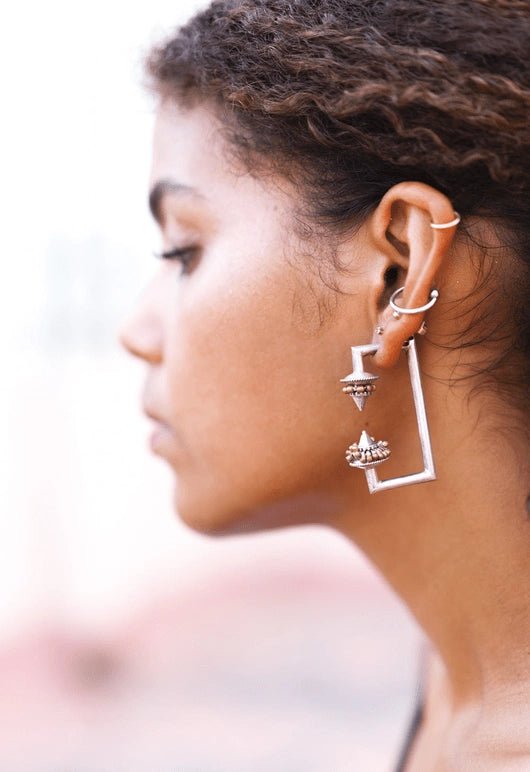 Hysteria Earrings in 925 sterling silver, worn by a model – earrings, Bhavya Ramesh