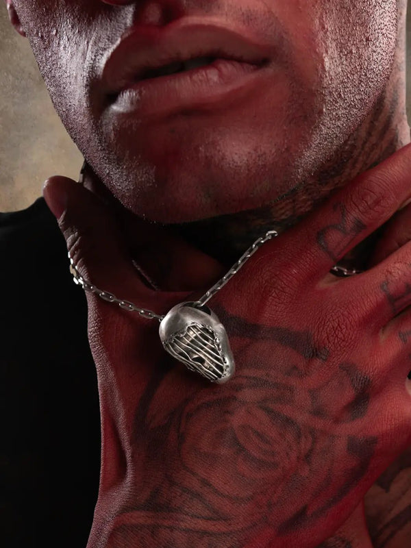 Iron grip neck piece in 925 sterling silver, worn by a model – neck pieces, Bhavya Ramesh