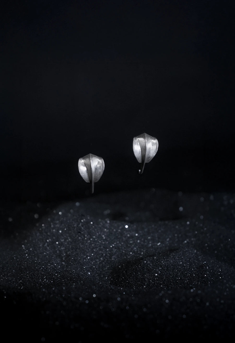 Kadru Earring in 925 sterling silver, product photo on black – earrings, Bhavya Ramesh
