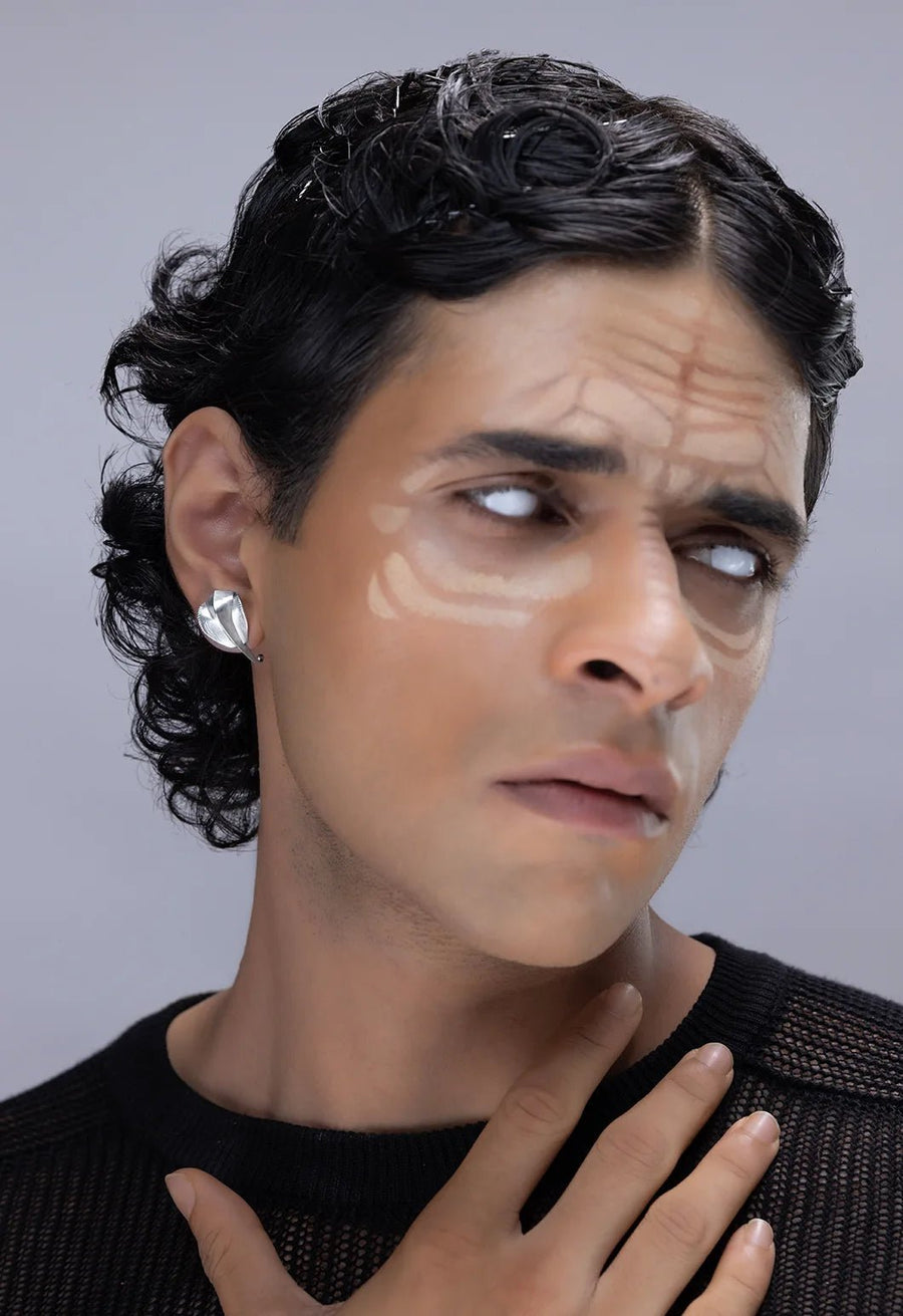 Kadru Earring in 925 sterling silver, worn by a model – earrings, Bhavya Ramesh