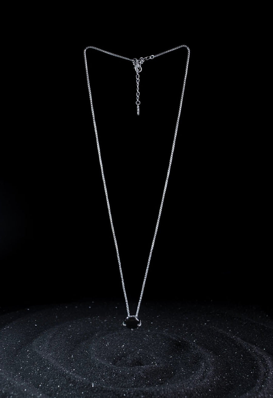 Kalinda Neckpiece in 925 sterling silver, product photo on black – neck pieces, Bhavya Ramesh