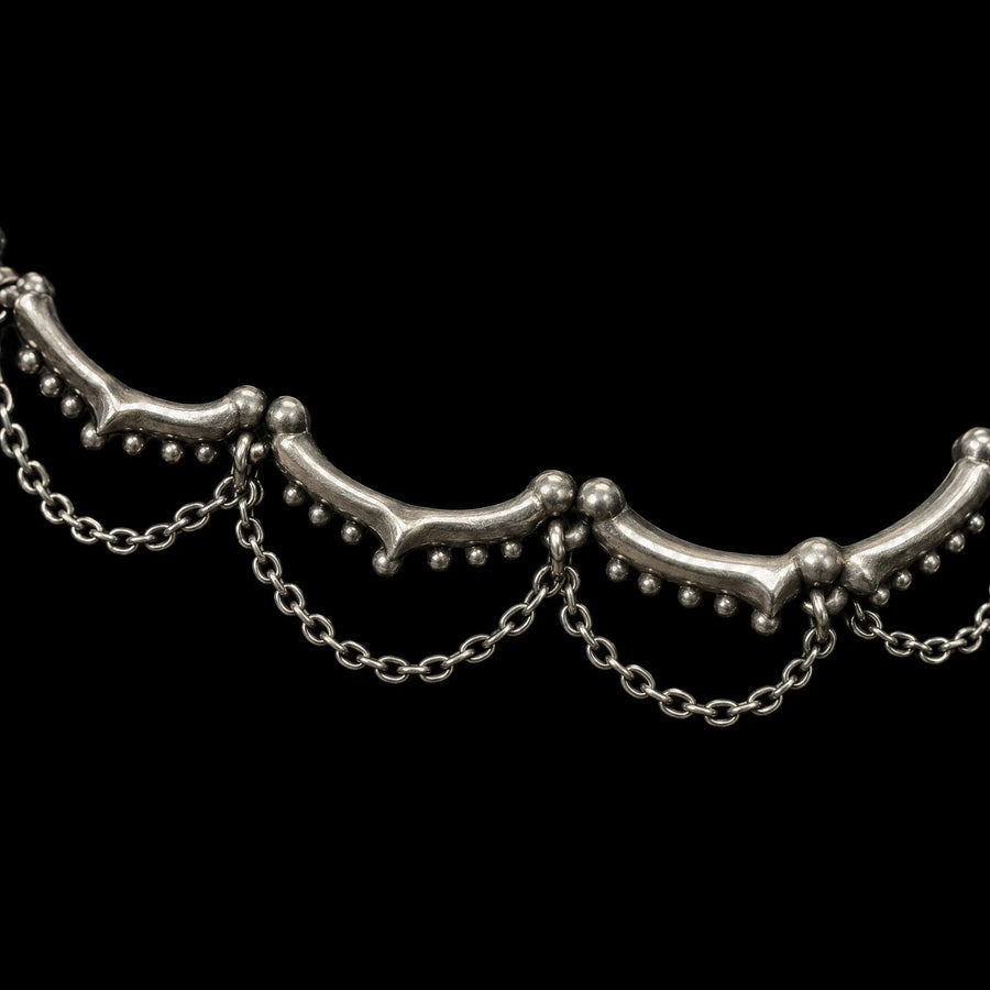 Kinari Anklet in 925 sterling silver, product photo on black – anklet, Bhavya Ramesh