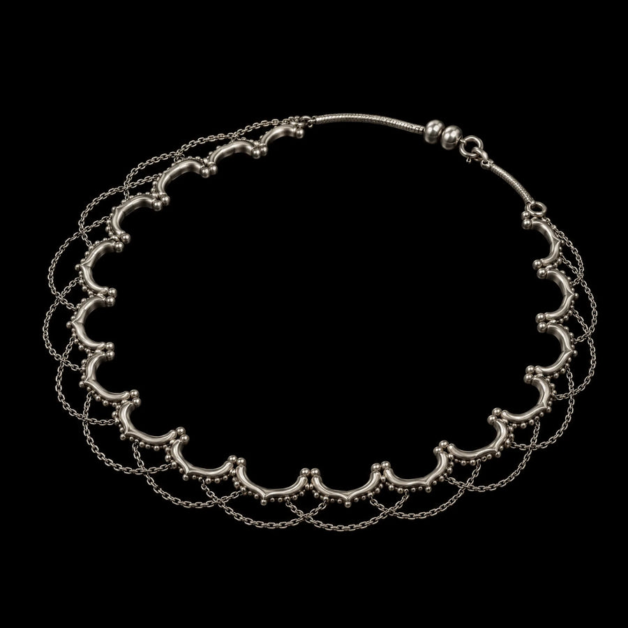 Kinari Anklet in 925 sterling silver, product photo on black – anklet, Bhavya Ramesh